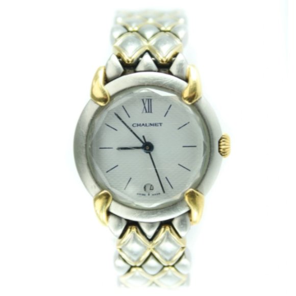 CHAUMET OR-ACIER QUARTZ WATCH WHITE DIAL TWO TONE